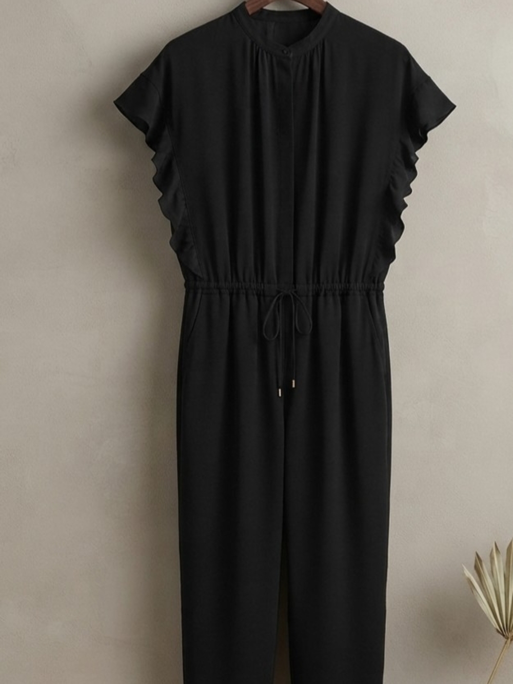 Black Drawstring Waist Jumpsuit
